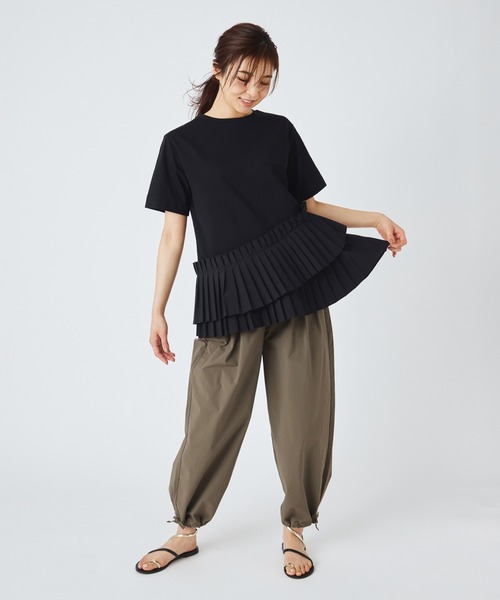 ever closet(エバークローゼット)の「プリーツドッキングTシャツ(Tシャツ/カットソー・レディース・ホワイト/ブラック・F)」の15枚目の写真