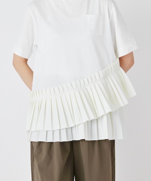 ever closet(エバークローゼット)の「プリーツドッキングTシャツ(Tシャツ/カットソー・レディース・ホワイト/ブラック・F)」の10枚目の写真
