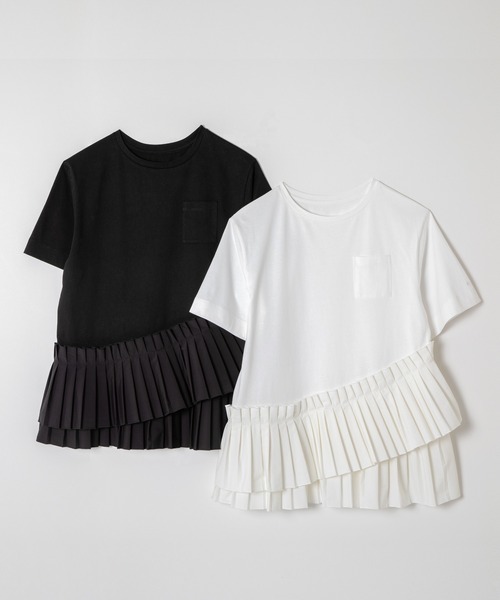 ever closet(エバークローゼット)の「プリーツドッキングTシャツ(Tシャツ/カットソー・レディース・ホワイト/ブラック・F)」の17枚目の写真