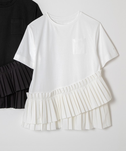ever closet(エバークローゼット)の「プリーツドッキングTシャツ(Tシャツ/カットソー・レディース・ホワイト/ブラック・F)」の19枚目の写真
