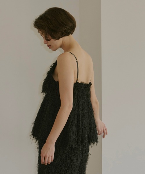 NOTREemor（ノートルエモア）の「fringe peplum cami top（キャミソール・レディース・アイボリー/ブラック・FREE）」の14枚目の写真
