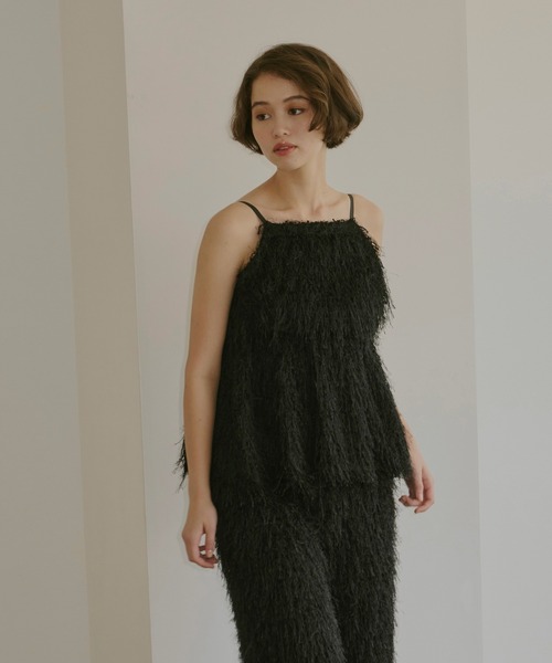 NOTREemor（ノートルエモア）の「fringe peplum cami top（キャミソール・レディース・アイボリー/ブラック・FREE）」の15枚目の写真
