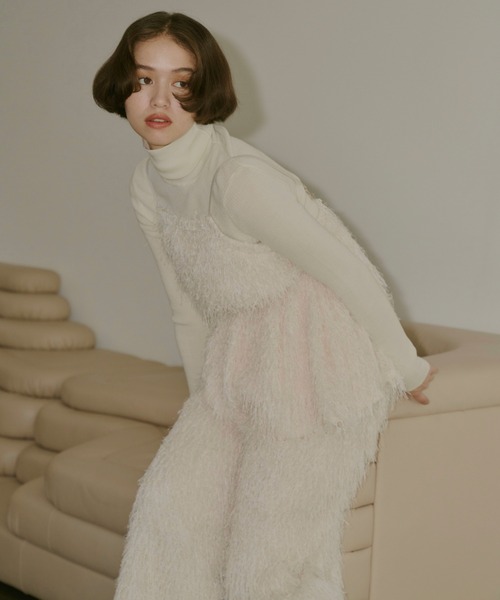 NOTREemor（ノートルエモア）の「fringe peplum cami top（キャミソール・レディース・アイボリー/ブラック・FREE）」の9枚目の写真
