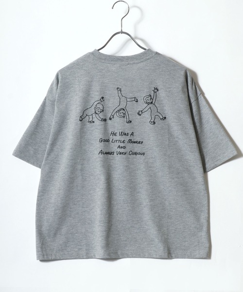 MARUKAWA(マルカワ)の「Curious George/おさるのジョージ オーバーサイズ ワンポイントロゴ キャラクター フロント/バックプリント 半袖Tシャツ(Tシャツ/カットソー・レディース・ブラウン/グレー/ライラック/チャコール・M/L)」の5枚目の写真