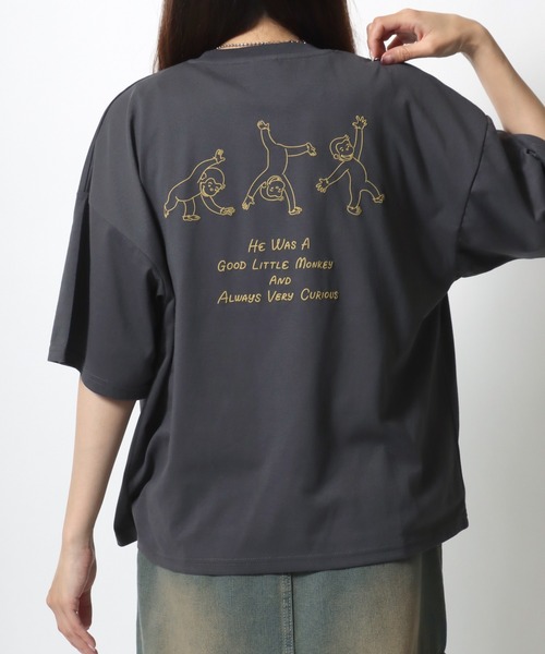 MARUKAWA(マルカワ)の「Curious George/おさるのジョージ オーバーサイズ ワンポイントロゴ キャラクター フロント/バックプリント 半袖Tシャツ(Tシャツ/カットソー・レディース・ブラウン/グレー/ライラック/チャコール・M/L)」の8枚目の写真
