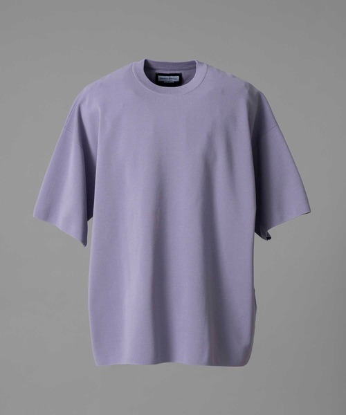 MAISON SPECIAL（メゾンスペシャル）の「《UNISEX》18G Washable Milan Ribs Prime-Over Short Sleeve Crew Neck Knit T-Shirt/18GウォッシャブルミラノリブウールプライムオーバーショートスリーブクルーネックニットTシャツ【MAISON SPECIAL/メゾンスペシャル】（Tシャツ/カットソー・メンズ・ブルー/グレイッシュベージュ/チャコールグレー/パープル/ブラック・2/1/0）」の17枚目の写真