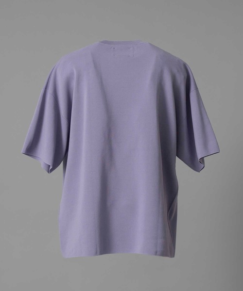 MAISON SPECIAL（メゾンスペシャル）の「《UNISEX》18G Washable Milan Ribs Prime-Over Short Sleeve Crew Neck Knit T-Shirt/18GウォッシャブルミラノリブウールプライムオーバーショートスリーブクルーネックニットTシャツ【MAISON SPECIAL/メゾンスペシャル】（Tシャツ/カットソー・メンズ・ブルー/グレイッシュベージュ/チャコールグレー/パープル/ブラック・2/1/0）」の9枚目の写真