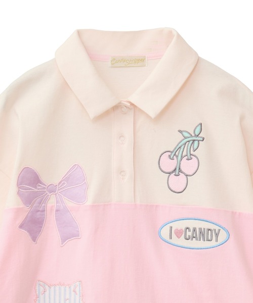 「Candy Stripper」 半袖ポロシャツ 2 ブルー レディース Candy Stripper」 半袖ポロシャツ 2 ブルー レディース（Candy