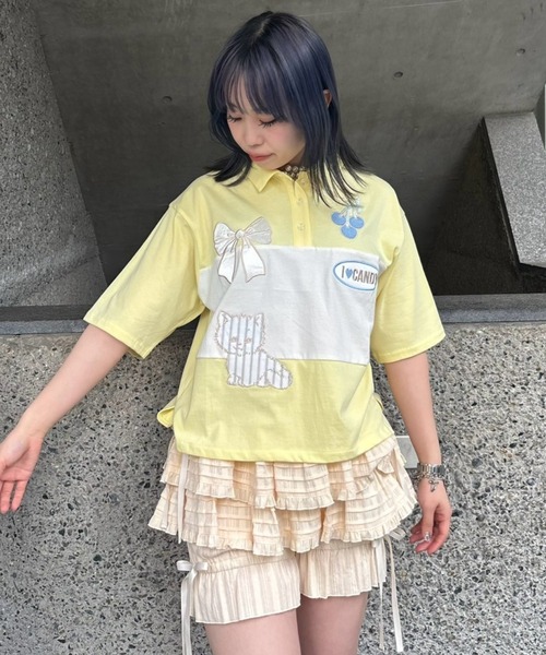 Candy Stripper（キャンディストリッパー）の「SWEET THINGS POLO トップス（ポロシャツ・レディース・ピンク/イエロー/ミント・FREE）」の13枚目の写真