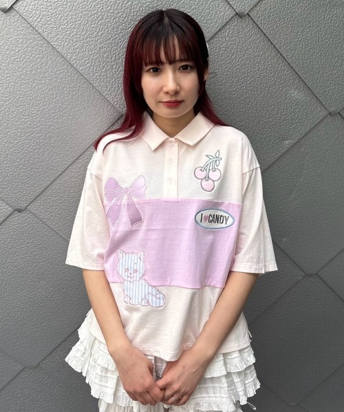 トップス Candy Stripper SWEET THINGS POLO TOPS セール】SWEET THINGS POLO トップス（ポロシャツ）｜Candy