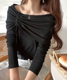 classicalelf（クラシカルエルフ）の「程よい肌見せ、ヘルシースタイル。オフショルリボンカットプルオーバー（長袖）（Tシャツ/カットソー）」