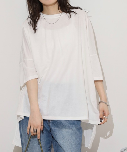 mitis(ミティス)の「mitis カノコビッグシルエットTシャツ(Tシャツ/カットソー・レディース・ブラック/オフホワイト/ブルー/マスタード/チャコール/カーキ・M)」の1枚目の写真