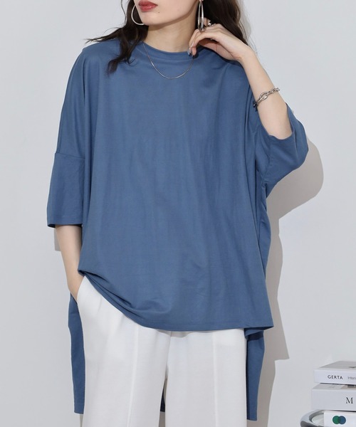 mitis(ミティス)の「mitis カノコビッグシルエットTシャツ(Tシャツ/カットソー・レディース・ブラック/オフホワイト/ブルー/マスタード/チャコール/カーキ・M)」の5枚目の写真