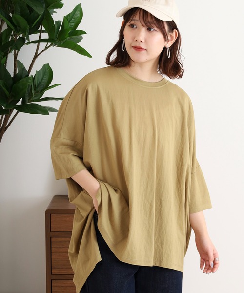 mitis(ミティス)の「mitis カノコビッグシルエットTシャツ(Tシャツ/カットソー・レディース・ブラック/オフホワイト/ブルー/マスタード/チャコール/カーキ・M)」の6枚目の写真