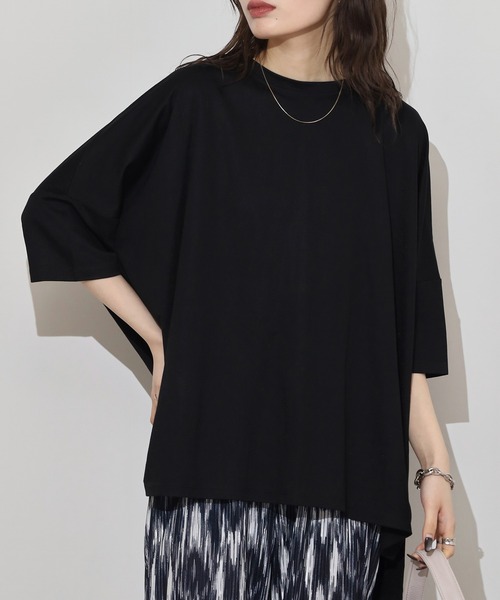 mitis(ミティス)の「mitis カノコビッグシルエットTシャツ(Tシャツ/カットソー・レディース・ブラック/オフホワイト/ブルー/マスタード/チャコール/カーキ・M)」の2枚目の写真