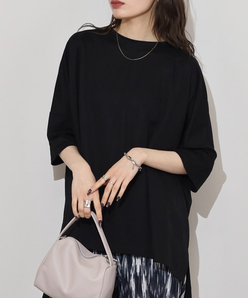 mitis(ミティス)の「mitis カノコビッグシルエットTシャツ(Tシャツ/カットソー・レディース・ブラック/オフホワイト/ブルー/マスタード/チャコール/カーキ・M)」の12枚目の写真
