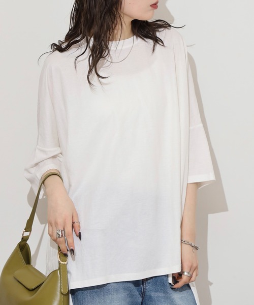 mitis(ミティス)の「mitis カノコビッグシルエットTシャツ(Tシャツ/カットソー・レディース・ブラック/オフホワイト/ブルー/マスタード/チャコール/カーキ・M)」の9枚目の写真