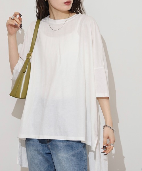 mitis(ミティス)の「mitis カノコビッグシルエットTシャツ(Tシャツ/カットソー・レディース・ブラック/オフホワイト/ブルー/マスタード/チャコール/カーキ・M)」の7枚目の写真