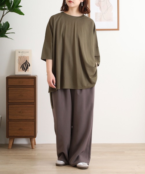 mitis(ミティス)の「mitis カノコビッグシルエットTシャツ(Tシャツ/カットソー・レディース・ブラック/オフホワイト/ブルー/マスタード/チャコール/カーキ・M)」の22枚目の写真
