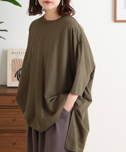 mitis(ミティス)の「mitis カノコビッグシルエットTシャツ(Tシャツ/カットソー・レディース・ブラック/オフホワイト/ブルー/マスタード/チャコール/カーキ・M)」の19枚目の写真