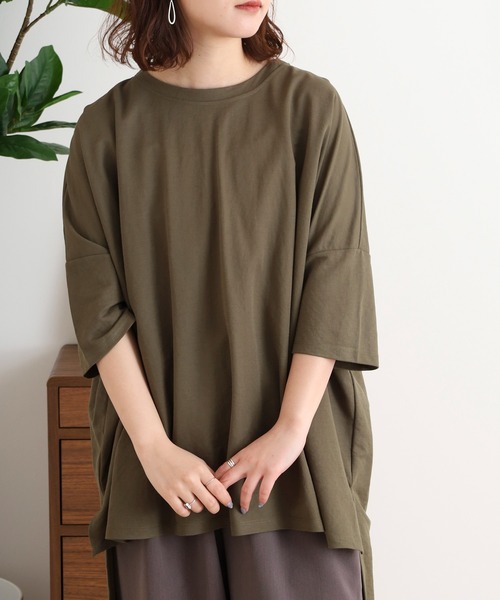 mitis(ミティス)の「mitis カノコビッグシルエットTシャツ(Tシャツ/カットソー・レディース・ブラック/オフホワイト/ブルー/マスタード/チャコール/カーキ・M)」の21枚目の写真