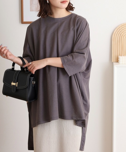 mitis(ミティス)の「mitis カノコビッグシルエットTシャツ(Tシャツ/カットソー・レディース・ブラック/オフホワイト/ブルー/マスタード/チャコール/カーキ・M)」の17枚目の写真
