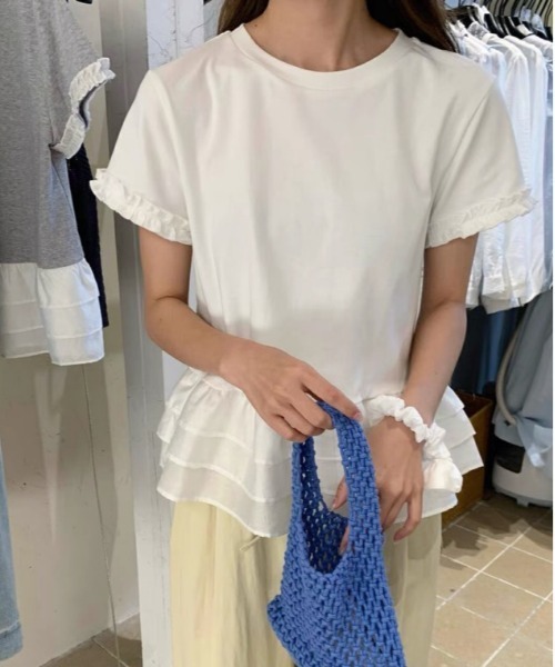 AMELY(エミリー)の「フリルTシャツ(Tシャツ/カットソー・レディース・ホワイト/グレー/ブルー/ブルー系その他・フリー)」の8枚目の写真