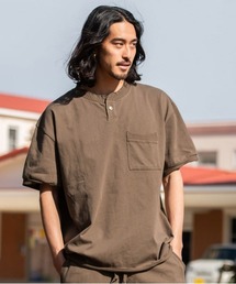 『JEMORGAN LONG JOHNS/ジェーイーモーガンロングジョーンズ』20/2 OE天竺カットオフリブ半袖ボタンヘンリー【+】
