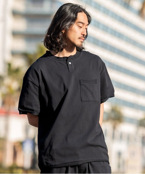 JEMORGAN(ジェーイーモーガン)の「『JEMORGAN LONG JOHNS/ジェーイーモーガンロングジョーンズ』20/2 OE天竺カットオフリブ半袖ボタンヘンリー【+】(Tシャツ/カットソー・メンズ・モカ/ブラック/グレー/オフホワイト・L/XL/M)」の18枚目の写真