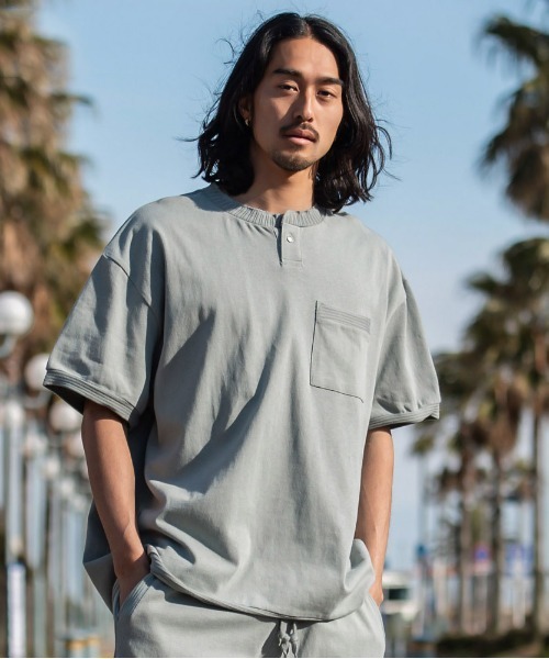 JEMORGAN(ジェーイーモーガン)の「『JEMORGAN LONG JOHNS/ジェーイーモーガンロングジョーンズ』20/2 OE天竺カットオフリブ半袖ボタンヘンリー【+】(Tシャツ/カットソー・メンズ・モカ/ブラック/グレー/オフホワイト・L/XL/M)」の21枚目の写真