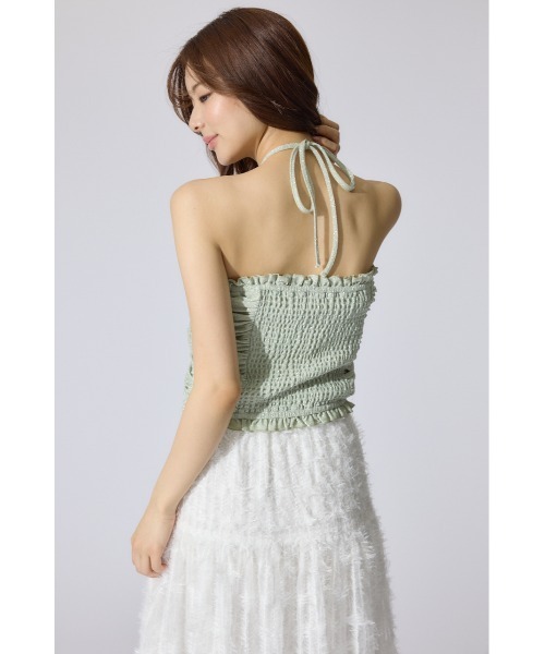 rienda（リエンダ）の「2WAYギャザーキャミトップス 夏服（キャミソール・レディース・ブラック/ホワイト/グリーン・FREE）」の8枚目の写真