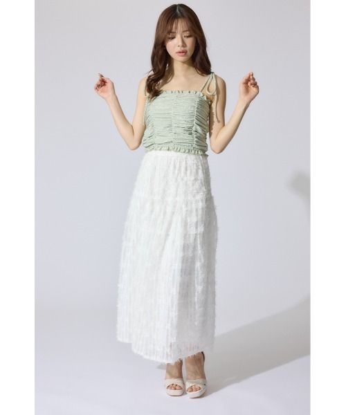 rienda（リエンダ）の「2WAYギャザーキャミトップス 夏服（キャミソール・レディース・ブラック/ホワイト/グリーン・FREE）」の12枚目の写真