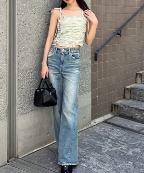 rienda（リエンダ）の「2WAYギャザーキャミトップス 夏服（キャミソール・レディース・ブラック/ホワイト/グリーン・FREE）」の16枚目の写真