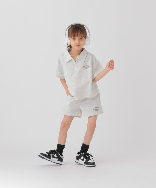 GLOBAL WORK(グローバルワーク)の「ハーフZIPセットアップ/T/326106(つなぎ/オールインワン・キッズ・チャコールグレー/ホワイト系その他・120cm/110cm/100cm)」の2枚目の写真