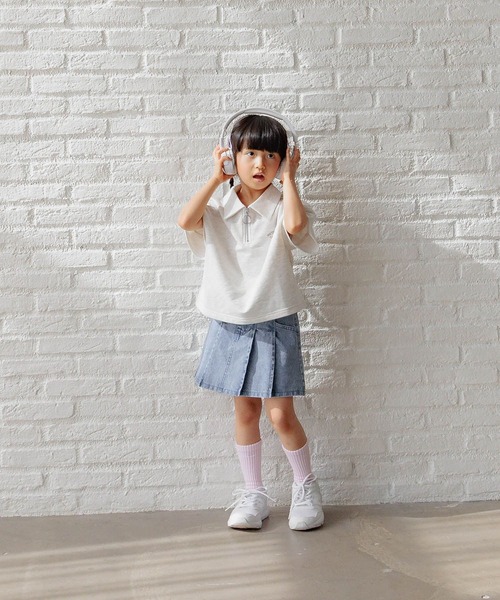 GLOBAL WORK(グローバルワーク)の「ハーフZIPセットアップ/T/326106(つなぎ/オールインワン・キッズ・チャコールグレー/ホワイト系その他・120cm/110cm/100cm)」の7枚目の写真