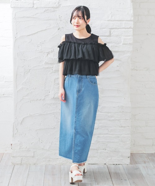 セール】肩あきフリルトップス（Tシャツ/カットソー）｜Honeys