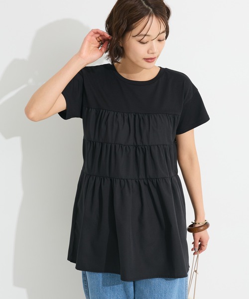 CRAFT STANDARD BOUTIQUE（クラフトスタンダードブティック）の「接触冷感/UVカット ティアードプルオーバー◆（Tシャツ/カットソー・レディース・ブラック/ホワイト/ブラウン/グリーン・FREE）」の3枚目の写真