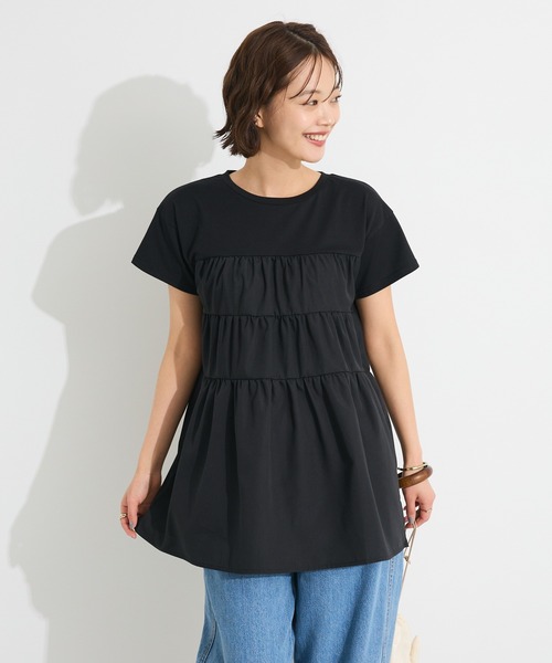 CRAFT STANDARD BOUTIQUE（クラフトスタンダードブティック）の「接触冷感/UVカット ティアードプルオーバー◆（Tシャツ/カットソー・レディース・ブラック/ホワイト/ブラウン/グリーン・FREE）」の6枚目の写真