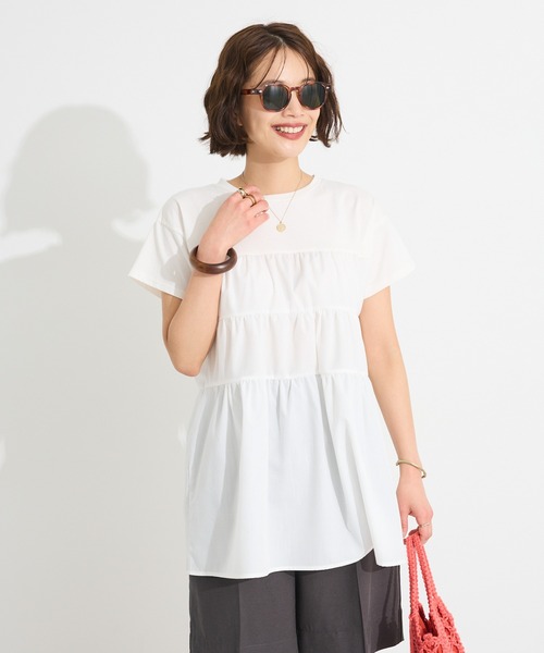 CRAFT STANDARD BOUTIQUE（クラフトスタンダードブティック）の「接触冷感/UVカット ティアードプルオーバー◆（Tシャツ/カットソー・レディース・ブラック/ホワイト/ブラウン/グリーン・FREE）」の14枚目の写真