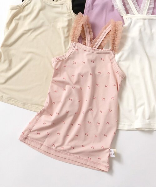 apres les cours（アプレレクール）の「【WEB限定/ジュニア対応】ひんやりメッシュクロスストラップキャミ（インナーウェア/肌着・キッズ・ブラック/オフホワイト/ベージュ/パープル/ネイビー/ピンク・90/100/110/120/80/130/140）」の6枚目の写真