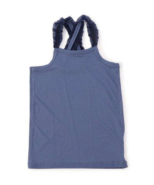 apres les cours（アプレレクール）の「【WEB限定/ジュニア対応】ひんやりメッシュクロスストラップキャミ（インナーウェア/肌着・キッズ・ブラック/オフホワイト/ベージュ/パープル/ネイビー/ピンク・90/100/110/120/80/130/140）」の7枚目の写真