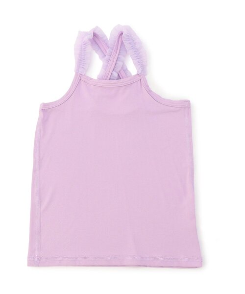 apres les cours（アプレレクール）の「【WEB限定/ジュニア対応】ひんやりメッシュクロスストラップキャミ（インナーウェア/肌着・キッズ・ブラック/オフホワイト/ベージュ/パープル/ネイビー/ピンク・90/100/110/120/80/130/140）」の10枚目の写真