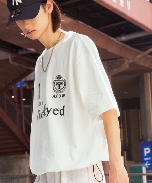 MONO-MART(モノマート)の「ゲームデザイン ワッペンロゴ刺繍 ドロスト半袖Tシャツ(Tシャツ/カットソー・レディース・ブラック/ホワイト系/オフホワイト/ダークネイビー/レッド/オートミール/ブラック系・M/L)」の18枚目の写真