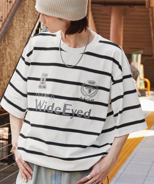 セール】ゲームデザイン ワッペンロゴ刺繍 ドロスト半袖Tシャツ