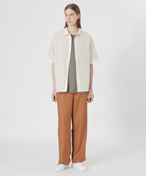 LOVELESS（ラブレス）の「シアーシャギージオメトリックハーフスリーブシャツ（シャツ/ブラウス・メンズ・オフホワイト/ブラック/ブルー系その他7・L/M）」の4枚目の写真