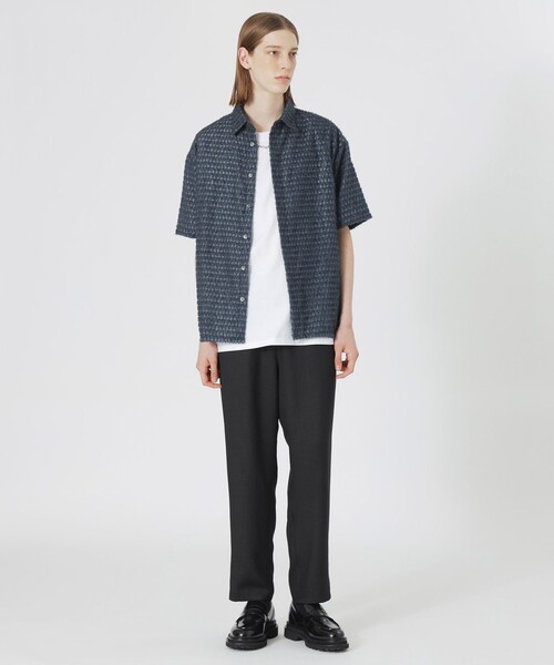 LOVELESS（ラブレス）の「シアーシャギージオメトリックハーフスリーブシャツ（シャツ/ブラウス・メンズ・オフホワイト/ブラック/ブルー系その他7・L/M）」の6枚目の写真