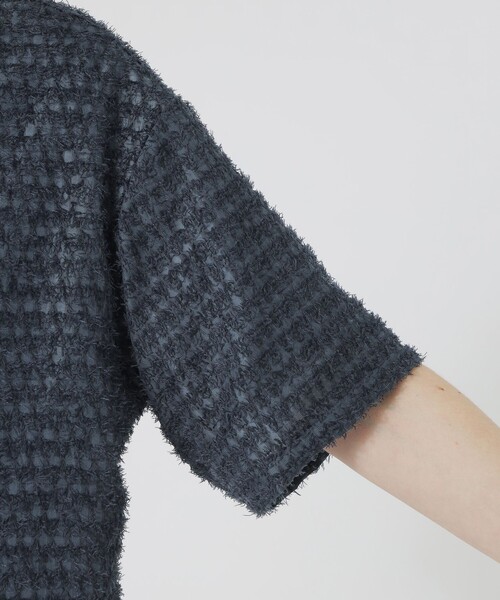 LOVELESS（ラブレス）の「シアーシャギージオメトリックハーフスリーブシャツ（シャツ/ブラウス・メンズ・オフホワイト/ブラック/ブルー系その他7・L/M）」の10枚目の写真