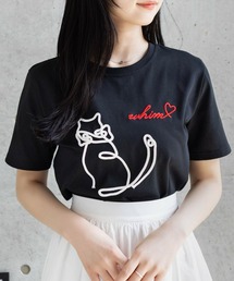 CLEAR BASIC | コード刺繍猫Tシャツ［大人 カジュアル アニマル］≪2025SS新作≫(Tシャツ/カットソー)