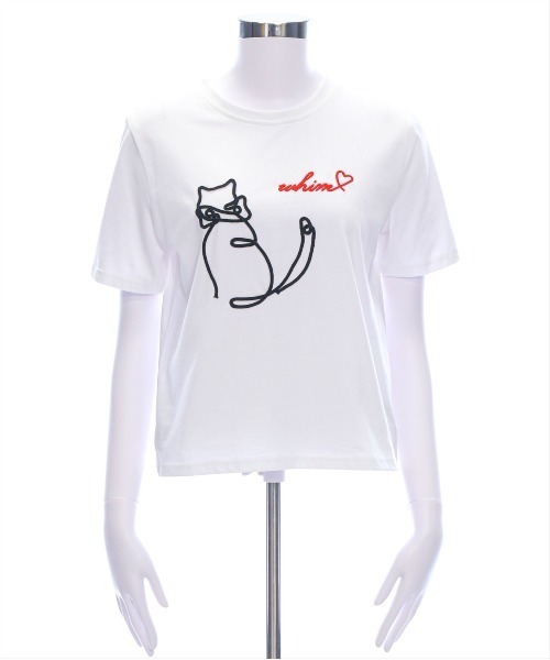 CLEAR BASIC（クリアベーシック）の「コード刺繍猫Tシャツ［大人 カジュアル アニマル］≪SS新作≫（Tシャツ/カットソー・レディース・ブラック/オフホワイト・F）」の13枚目の写真