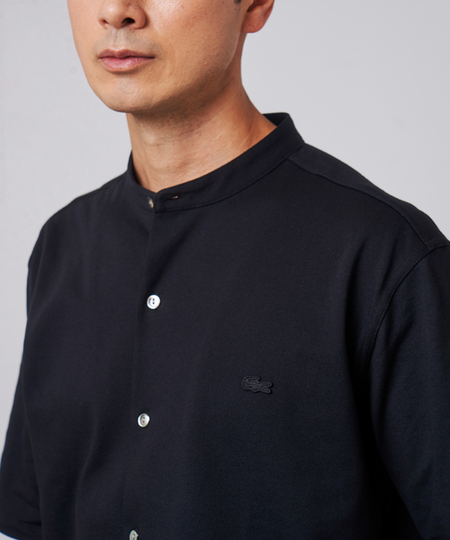 LACOSTE（ラコステ）の「"吸水速乾＆高通気" LACOSTE (ラコステ) 別注 バンドカラー フルオープン ポロシャツ（ポロシャツ・メンズ・ブラック/チャコールグレー/ネイビー・4/3/2/6/5）」の9枚目の写真